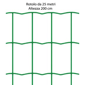 Rete per Recinzione 25 Metri 200 cm Altezza Giardino Elettrosaldata Plastificata