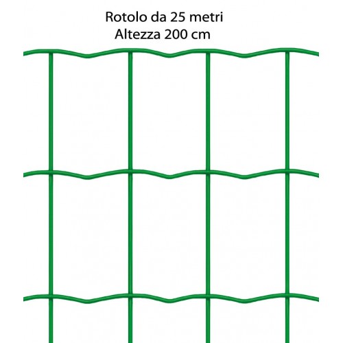 Rete per Recinzione 25 Metri 200 cm Altezza Giardino Elettrosaldata Plastificata