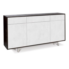Mobile Madia 3 Ante 3 Cassetti Ossido Nero Bianco Contenitore Soggiorno Credenza