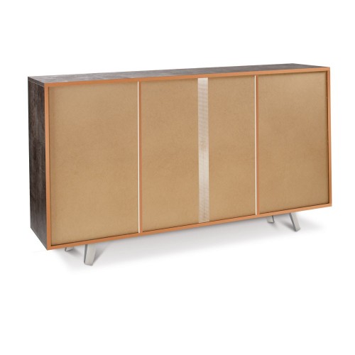 Mobile Madia 3 Ante 3 Cassetti Ossido Bianco Effetto Marmo Credenza da Soggiorno
