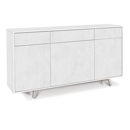 Credenza Madia 3 Ante 3 Cassetti Ossido Bianco Mobile Contenitore da Soggiorno