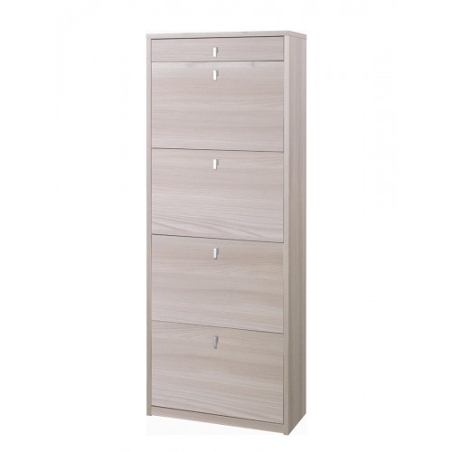 Scarpiera in Legno Olmo 4 Ante a Ribalta Doppia Cassetto 20 Paia Porta Scarpe