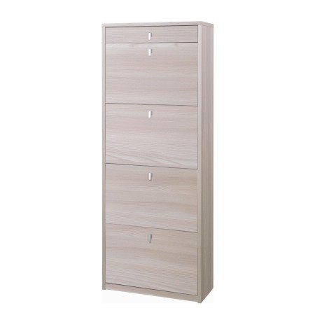 Scarpiera in Legno Olmo 4 Ante a Ribalta Doppia Cassetto 20 Paia Porta Scarpe