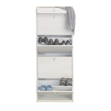 Scarpiera a Specchio Bianca 4 Ante Ribalta Doppia 20 Paia Cassetto Scarpe Mobile