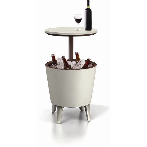 Tavolino da Cocktail in Resina Mini Bar Esterno 50x50 Bianco Portaghiaccio Party