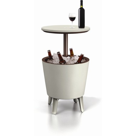 Tavolino da Cocktail in Resina Mini Bar Esterno 50x50 Bianco Portaghiaccio Party