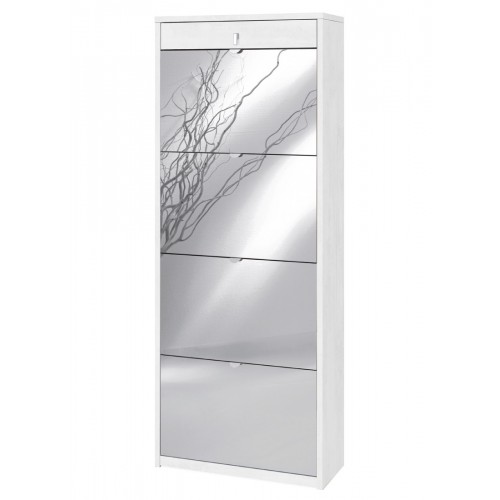 Scarpiera Ossido Bianco 4 Ante a Specchio Ribalta Doppia 20 Paia Cassetto Scarpe