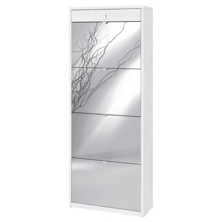Scarpiera Ossido Bianco 4 Ante a Specchio Ribalta Doppia 20 Paia Cassetto Scarpe