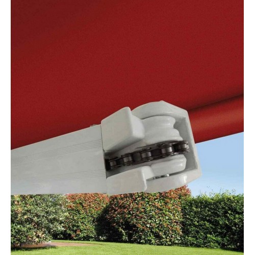 Tenda da Sole 300x200 Bracci a Catena Rossa Inclinazione Regolabile Barra Quadra