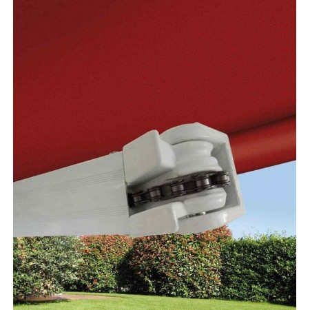 Tenda da Sole 300x200 Bracci a Catena Rossa Inclinazione Regolabile Barra Quadra