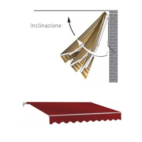 Tenda da Sole 300x200 Bracci a Catena Rossa Inclinazione Regolabile Barra Quadra 2