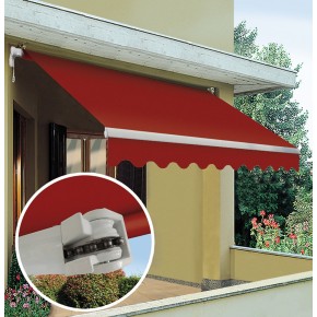 Tenda da Sole 300x200 Bracci a Catena Rossa Inclinazione Regolabile Barra Quadra