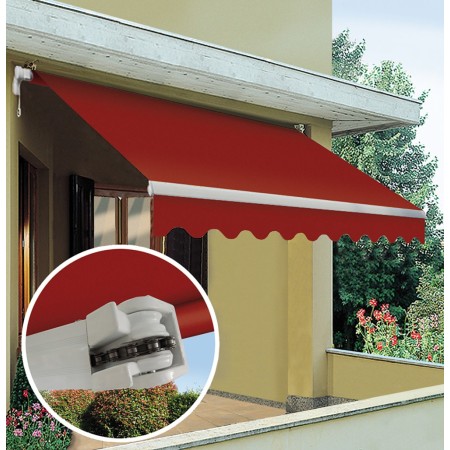 Tenda da Sole 300x200 Bracci a Catena Rossa Inclinazione Regolabile Barra Quadra