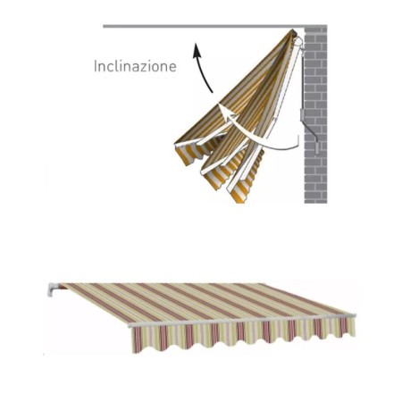 Tenda da Sole 300x200 con Bracci a Catena Righe Rosse Inclinazione Regolabile