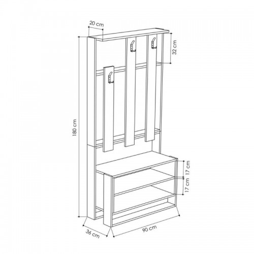 Mobiletto da Ingresso con Mensole in Legno Bianco Appendiabiti Moderno Scarpiera
