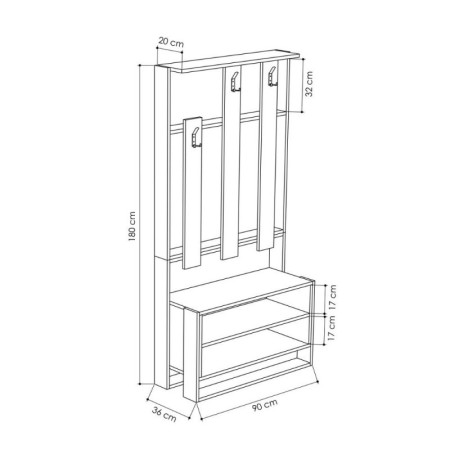 Mobiletto da Ingresso con Mensole in Legno Bianco Appendiabiti Moderno Scarpiera