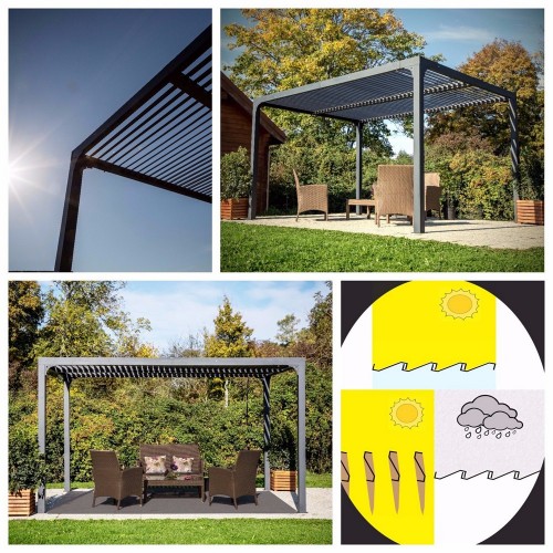 Pergola Bioclimatica 3.6x3 mt in Alluminio Gazebo da Giardino Terrazzo Pergolato