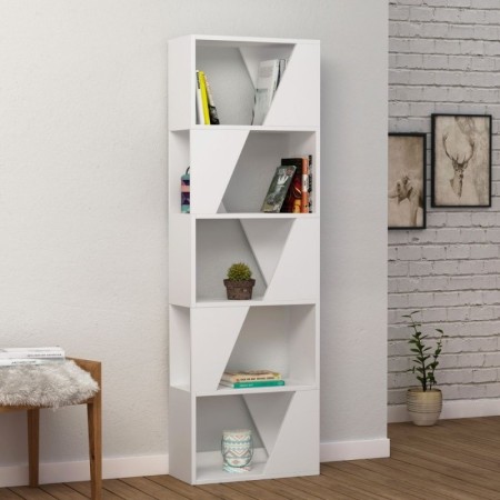 Libreria Moderna 5 Ripiani a Giorno in Legno Bianca da Ufficio Cameretta Bambini