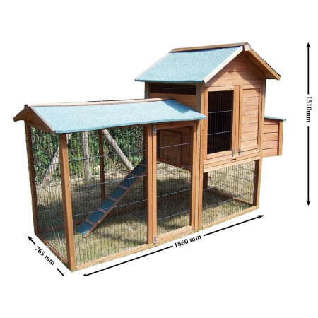 Gabbia Pollaio Casetta in Legno 5 - 8 Galline Voliera per Polli Volatili Faraone