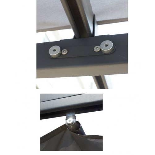Gazebo Pergola in Alluminio 4x3 Grigia da Giardino Telo di Copertura Pergolato