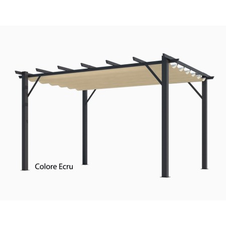 Gazebo Pergola in Alluminio 4x3 Grigia da Giardino Telo di Copertura Pergolato