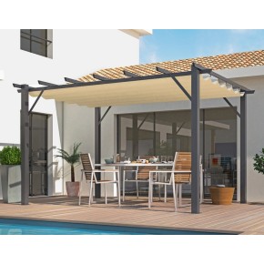 Gazebo Pergola in Alluminio 4x3 Grigia da Giardino Telo di Copertura Pergolato