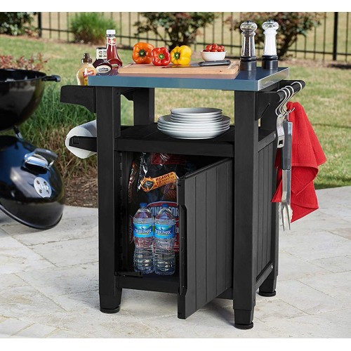 Carrello Tavolino Barbecue Tavolo con Ruote Inox Grafite Bbq Acciaio da Esterno