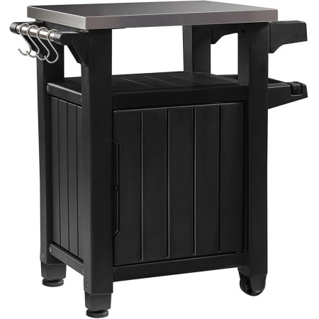 Carrello Tavolino Barbecue Tavolo con Ruote Inox Grafite Bbq Acciaio da Esterno