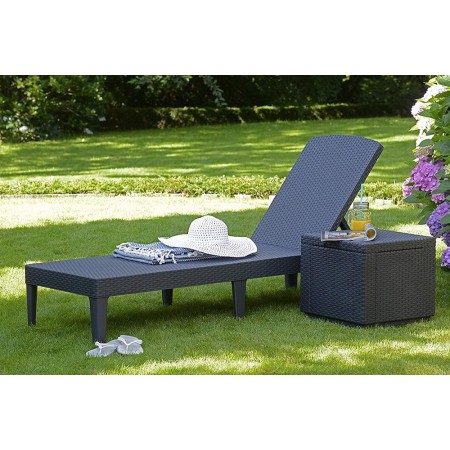 Lettino Mare in Resina Grafite Giardino Sdraio Spiaggia Relax Prendisole Rattan