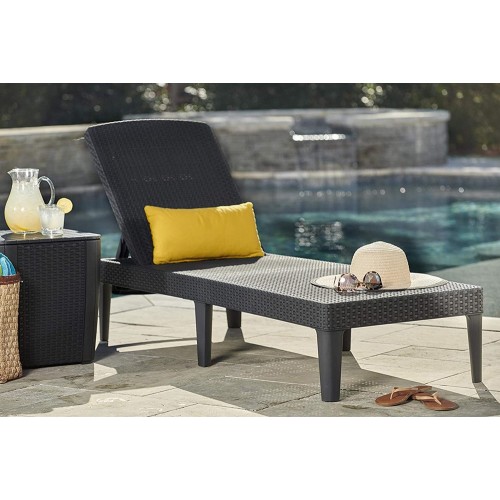 Lettino Mare in Resina Grafite Giardino Sdraio Spiaggia Relax Prendisole Rattan