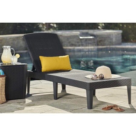 Lettino Mare in Resina Grafite Giardino Sdraio Spiaggia Relax Prendisole Rattan