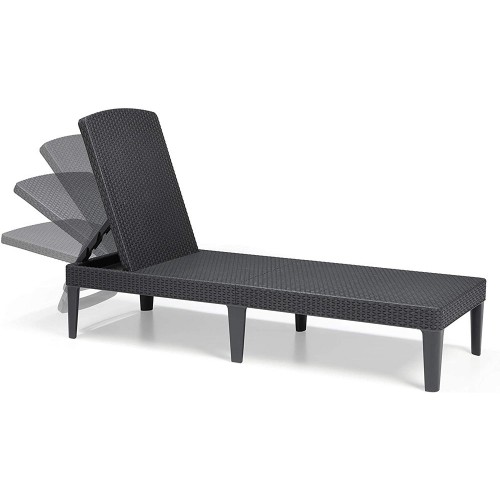 Lettino Mare in Resina Grafite Giardino Sdraio Spiaggia Relax Prendisole Rattan