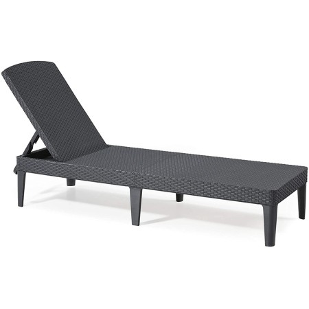 Lettino Mare in Resina Grafite Giardino Sdraio Spiaggia Relax Prendisole Rattan
