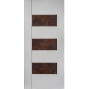 Pannello da Esterno in Vetroresina Bianco con Inserti Corten Noce