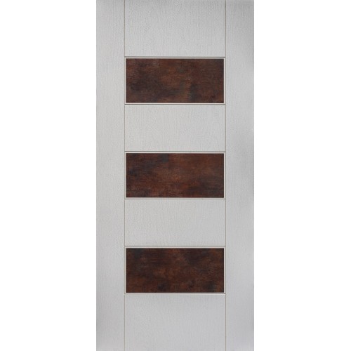 Pannello da Esterno in Vetroresina Bianco con Inserti Corten Noce