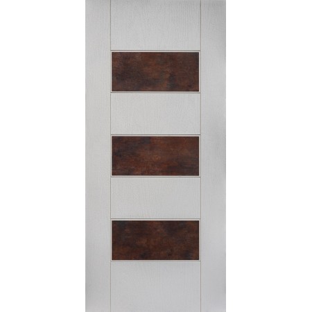 Pannello da Esterno in Vetroresina Bianco con Inserti Corten Noce
