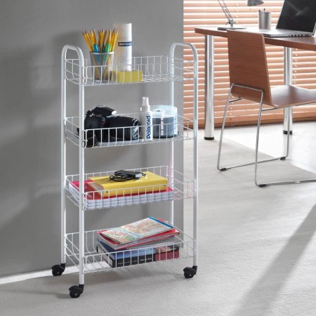 Carrellino Acciaio Bagno Cucina di Servizio Porta Oggetti Frutta Ruote 4 Ripiani