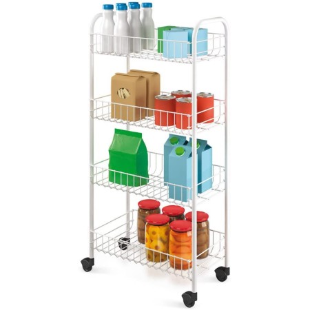 Carrellino Acciaio Bagno Cucina di Servizio Porta Oggetti Frutta Ruote 4 Ripiani