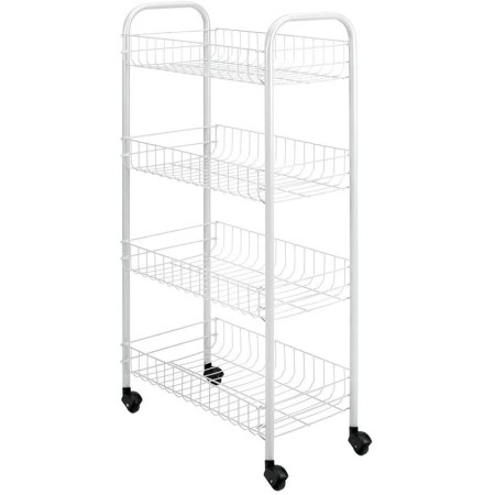 Carrellino Acciaio Bagno Cucina di Servizio Porta Oggetti Frutta Ruote 4 Ripiani