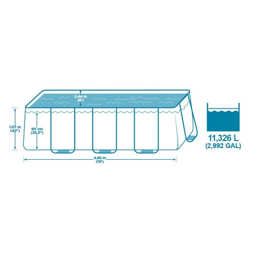 Piscina Fuoriterra 488x244 Rettangolare con Pompa Filtro a Cartuccia Scaletta