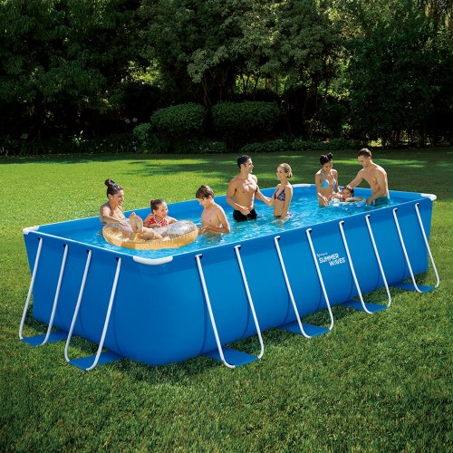 Piscina Fuoriterra 488x244 Rettangolare con Pompa Filtro a Cartuccia Scaletta