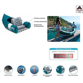 Canoa 2 due Posti con Sedili Kayak Gonfiabile da Mare Lago Senza Pagaia Remi 2