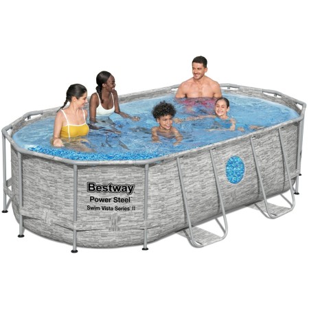 Piscina Fuori Terra Ovale 427x250 con Copertura Pompa Filtro Cartuccia Scaletta