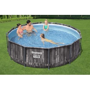 Piscina Fuori Terra con Telaio Rotonda Effetto Legno Scaletta Filtro Pompa Frame 2