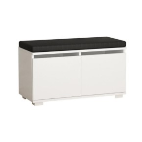 Seduta da Ingresso Scarpiera 2 Ante a Ribalta Legno con Cuscino Similpelle Pouf 2