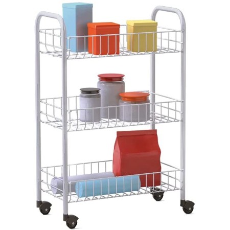 Carrellino Acciaio Scaffaletto di Servizio da Cucina Porta Frutta Ruote 3 Piani