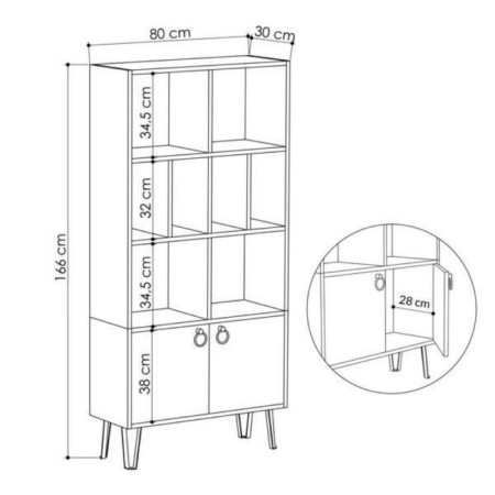 Mobile Libreria in Legno Bianco Rovere con Ante Moderna Scaffali Ufficio Sala
