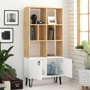 Mobile Libreria in Legno Bianco Rovere con Ante Moderna Scaffali Ufficio Sala 2