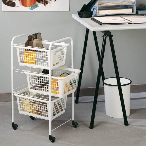 Carrello Organizer 3 Ripiani Scaffale con Ruote Cucina Bagno Ufficio Scorrevole