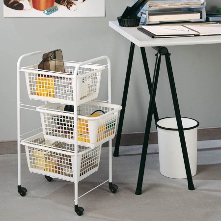 Carrello Organizer 3 Ripiani Scaffale con Ruote Cucina Bagno Ufficio Scorrevole